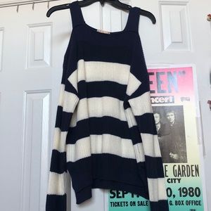 Striped Cold Shoulder Sweater